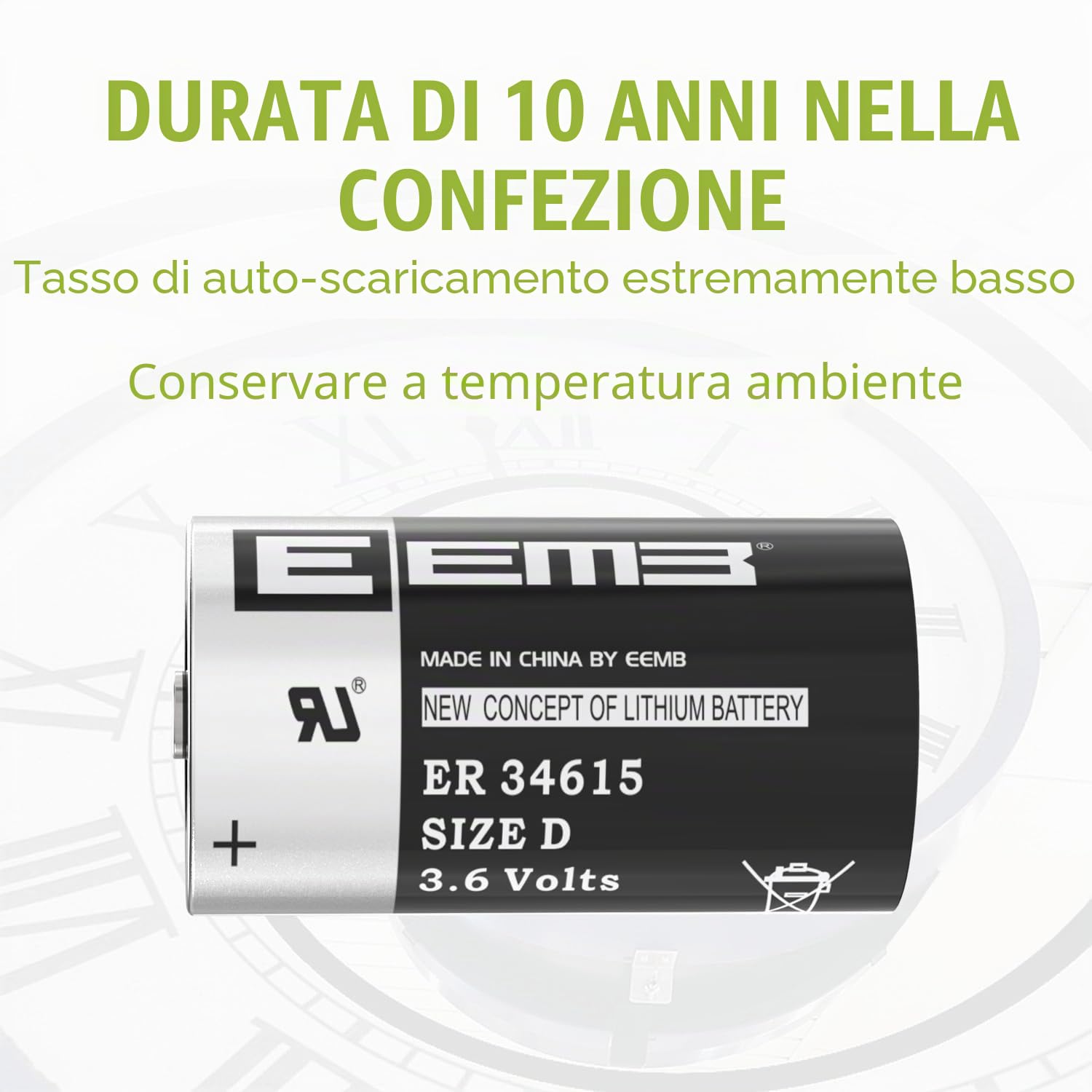EEMB 4 pcs ER34615 D 3.6V Batteria al litio ad alta capacità Li-SOCL₂non ricaricabile LS-33600 SB-D02 XL-205F per macchina di stampaggio ad iniezione da stampa contatore di elettricità reale ETC