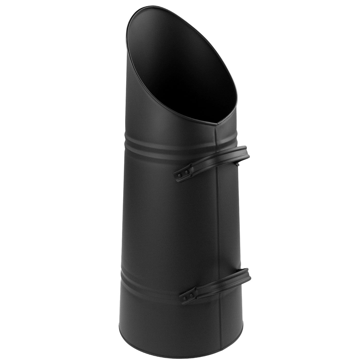 Raik Heinz, seau à charbon en acier gris pour pellets et charbon avec rebord verseur, panier de combustible pour cheminée et poêle à granulés, robuste bac à granulés avec 2 poignées, dimensions H x Ø