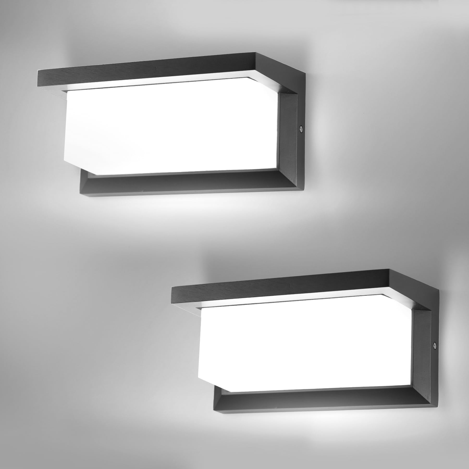 CHENBEN Outdoor Wall Lights,18W 6500K IP65 Waterproof Outside Lights Mains Powered,Aluminium Outside Wall Lights,Front Door Lights for Porch,Garden,Garage,Living Room,2 Pzs