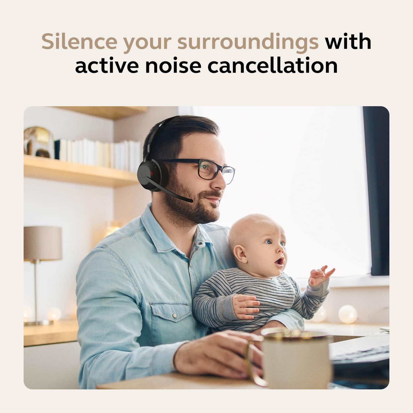 Jabra Evolve2 55 Mono - Cuffie wireless con tecnologia AirComfort, microfoni con cancellazione del rumore e cancellazione attiva del rumore, certificazione MS Teams, funziona con altre piattaforme
