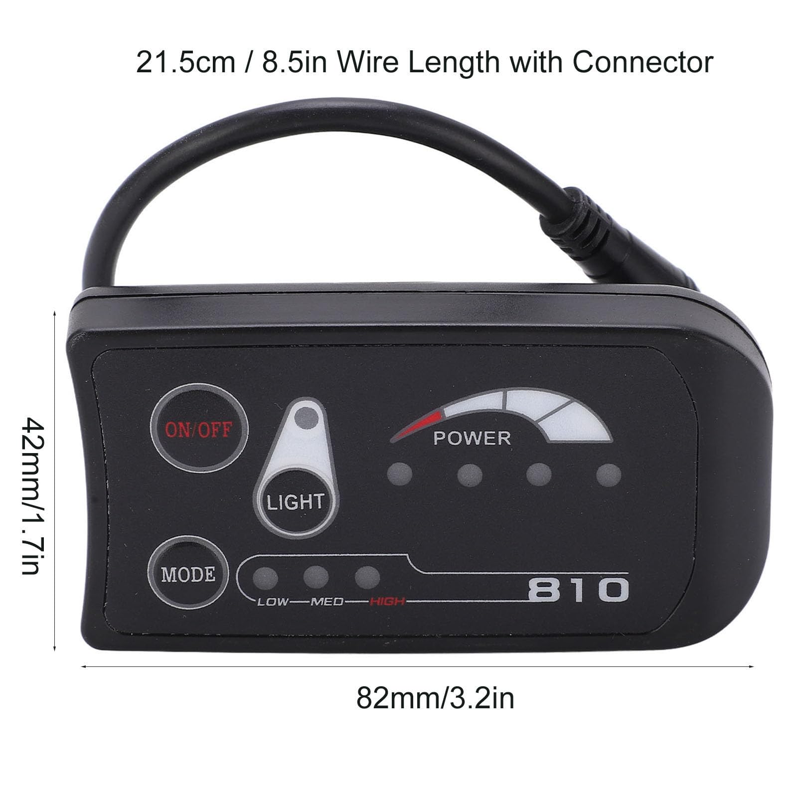 KIMISS 48V Pannello di Controllo Display LED per Bicicletta Elettrica Impermeabile, Misuratore Display LED 36V 48V S810 per Modifica Bici Elettrica, Impostazioni Personalizzabili