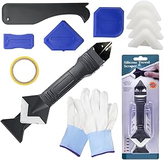 3 In 1 Caulking Tool Kit, Caulk Removal Tool Sets with Stainless Steel Head Scraper, 5 Replaceable Silicone Pads, Sealant ...