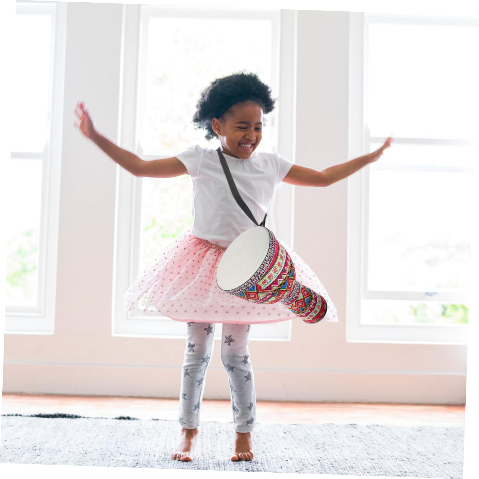 Hemobllo Tamburo Africano per Bambini 8,5 Pollici Leggero Abs Fondo Piatto Strumento a Percussione per Principianti Facile da Conservare dal Suono Eccellente