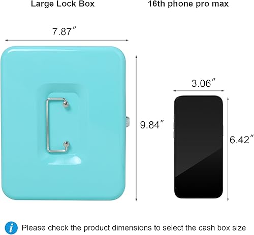 Vista 124 de Jssmst - Caja de dinero pequeña con bandeja, caja con bloqueo, Negro L