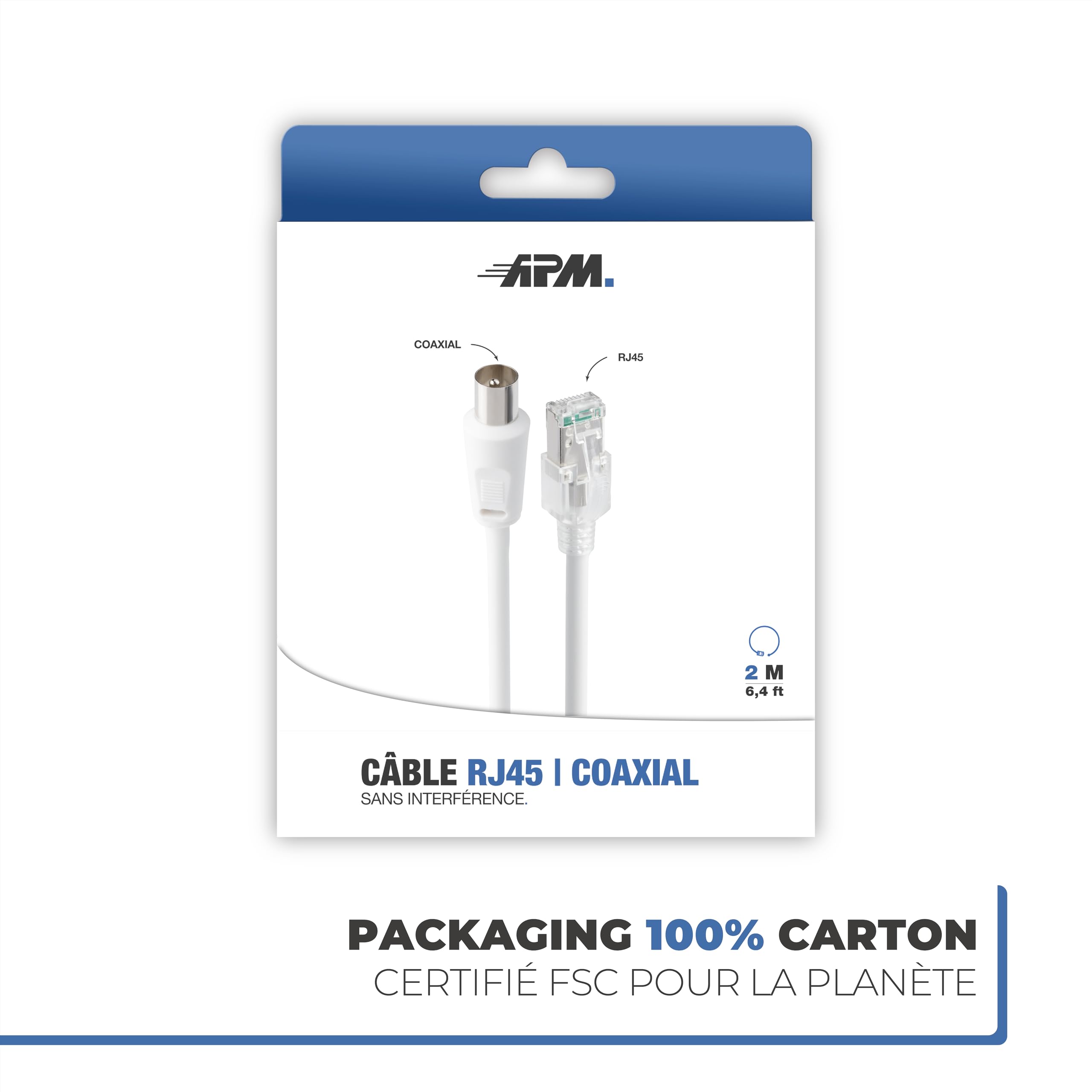 APM France, 408025, Câble Rj45 / Coaxial, 2M