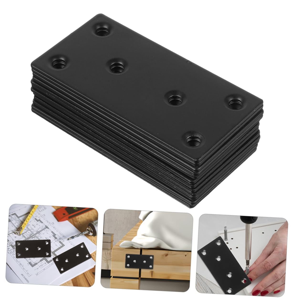 CIYODO 10pcs Metal Brackets for Shelves Flat Brackets for Wood Metal Mounting Plate for Home Decor