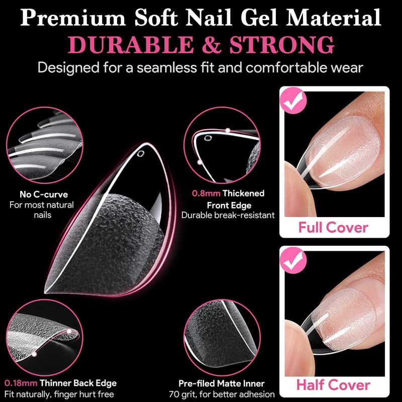 Image of Short Water-Drop Nail Tips, 15 Sizes 510 PCS Clear