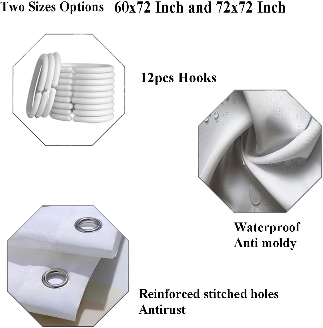 Shower Curtain Water Lilies by Claude Monet Oil Paintings Flowers, Fabric Bathroom Decor Set with Hooks, 60" x 72"