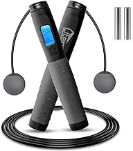 Uten Cordless Skipping Rope, Digital Ropeless Skipping Rope with Counter, Adjustable Length Jumping Rope for Adults Kids, Weighted Handles, for Exercise, Fitness, Crossfit, Boxing, Gym