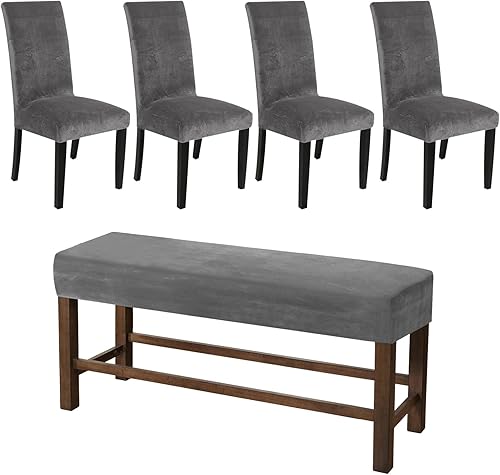 Miniatura 9 de HAOYONG Funda para silla de comedor, de jacquard, lavable, funda para silla Parsons, protector de asiento extraíble para comedor, hotel, ceremonia,