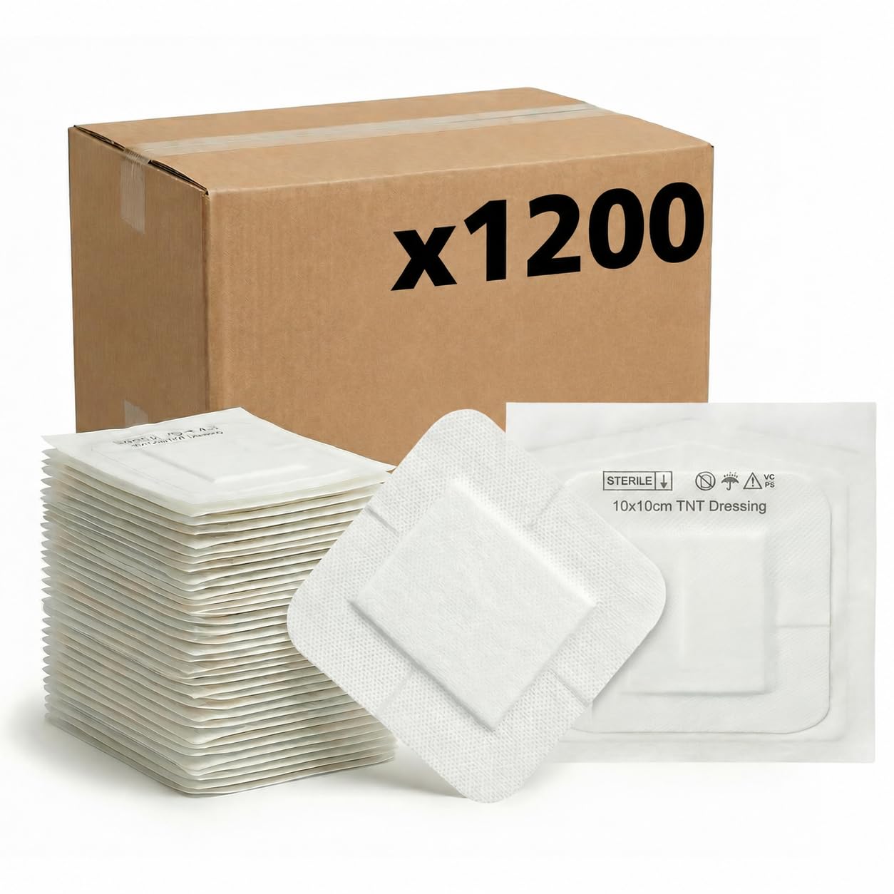 KMINA Apósitos Adhesivos de TNT (1200 unidades, 24 cajas de 50) 10 x 10 cm, Estériles para Suministro Médico