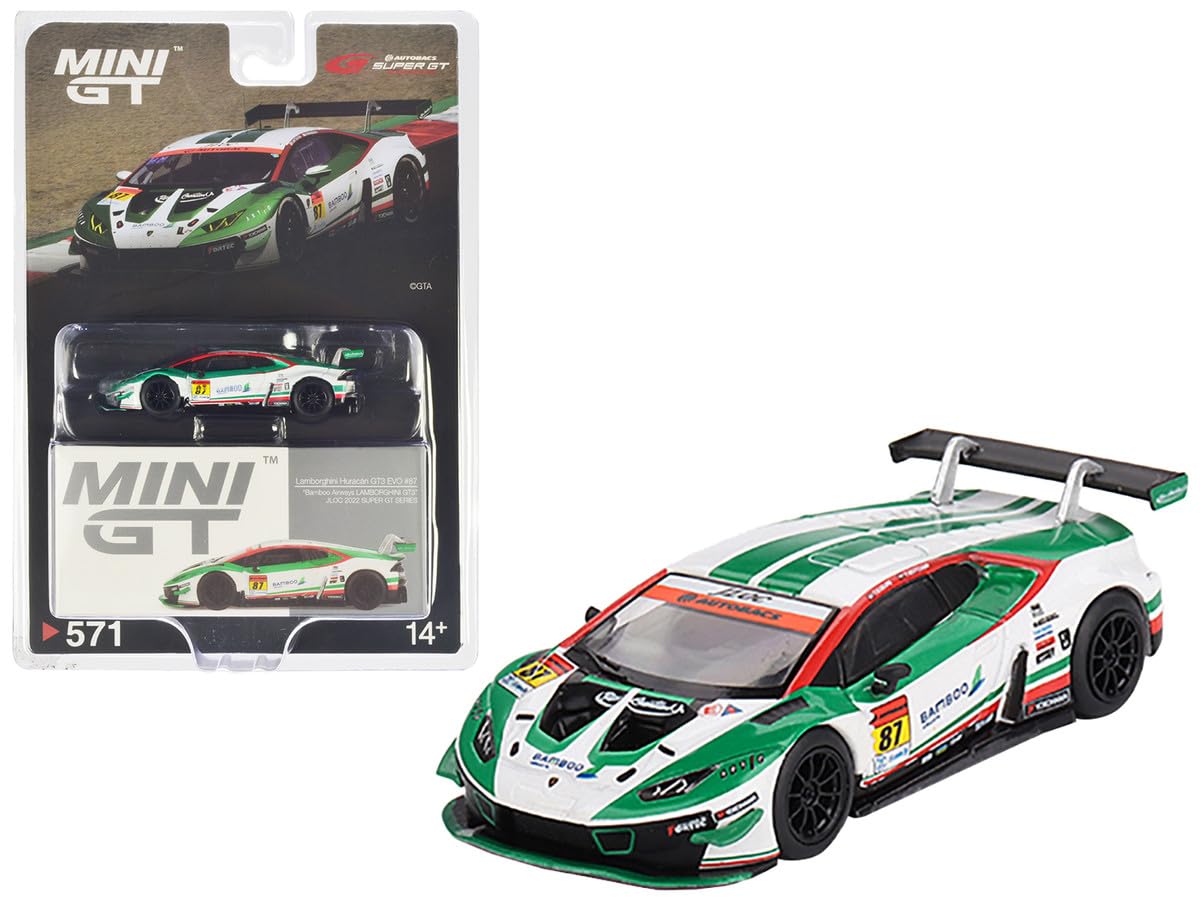 Diecast Model Car Compatible with Mini GT 1:64 Japan Exclusive Super GT 2022 Lamborghini Huracán GT3 EVO #87 JLOC Limited Edition MGT00571
