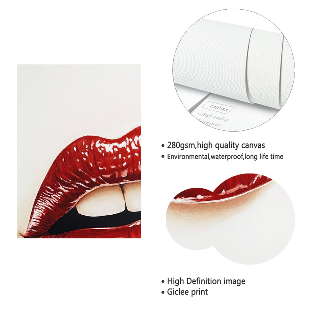 TOANGWALL Red Lips Modern Pop Art Pintura de Cartel Estético Pintura de Póster Estética Estampado de Moda Estampado para la decoración del dormitorio del salón 70x100cm