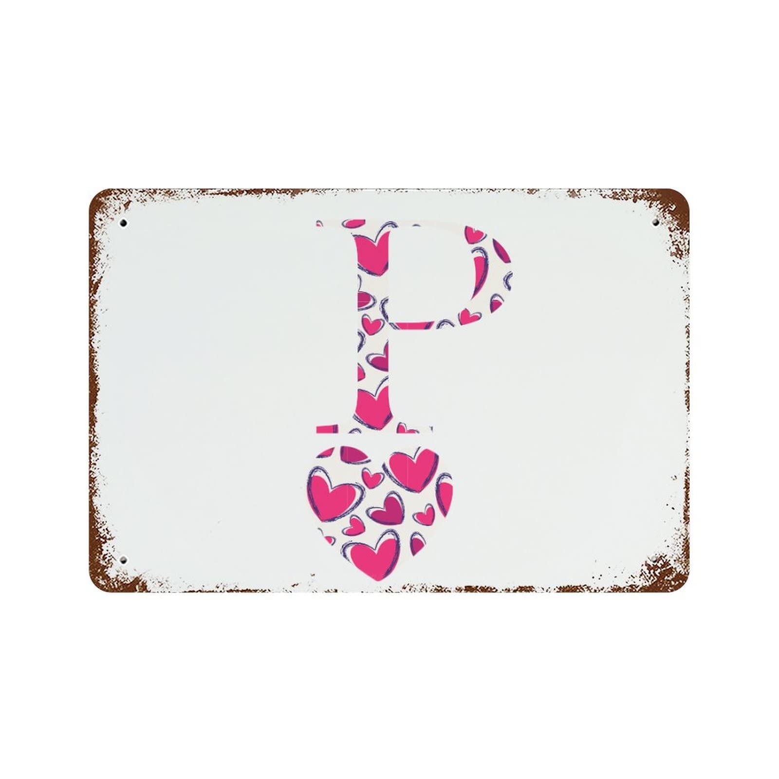 Panneau en métal de la Saint-Valentin, cadeau romantique avec lettre P pour déco de couple