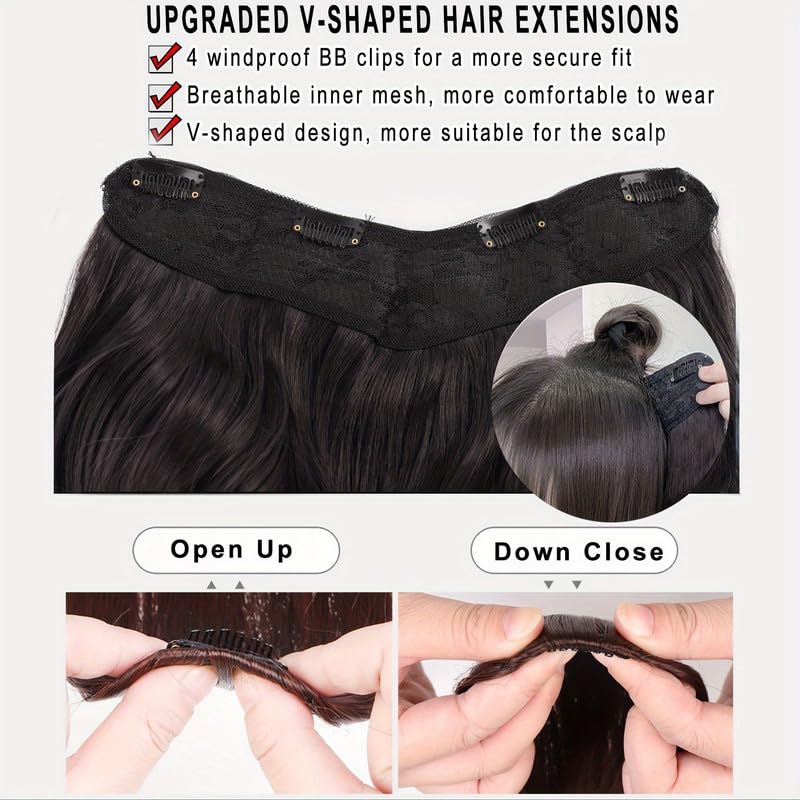 Image of 24 inch Heat Resistant Clip In Synthetic Straight Hair Extensions - Synthetic Hair Extension /Ponytail Long Braided Ponytail With Elastic Hair Ties Synthetic Hair Extensions (Style 4)