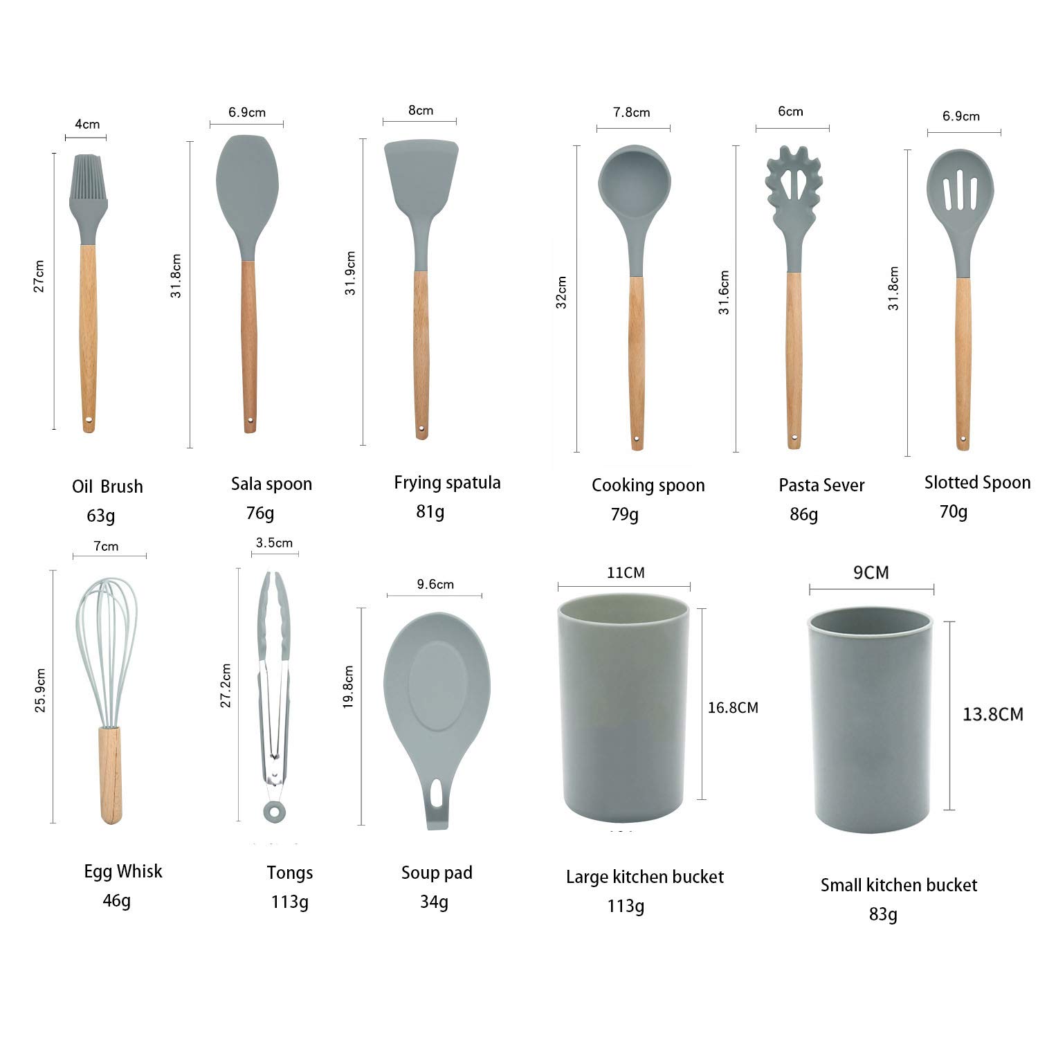 YMZ Silikon-Küchenhelfer-Set, antihaftbeschichtet und hitzebeständig, Kochgeschirr-Set für Grillen, Kochen, Backen, antihaftbeschichtet, hitzebeständig 13 set