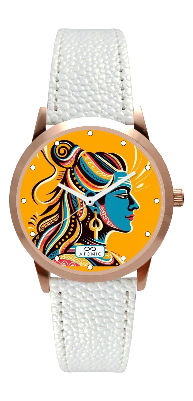 Atomic Rosegold Jaipuri Print dial Analog Watch for Girls & Women | with Stylish White Strap | S-16-picture-19