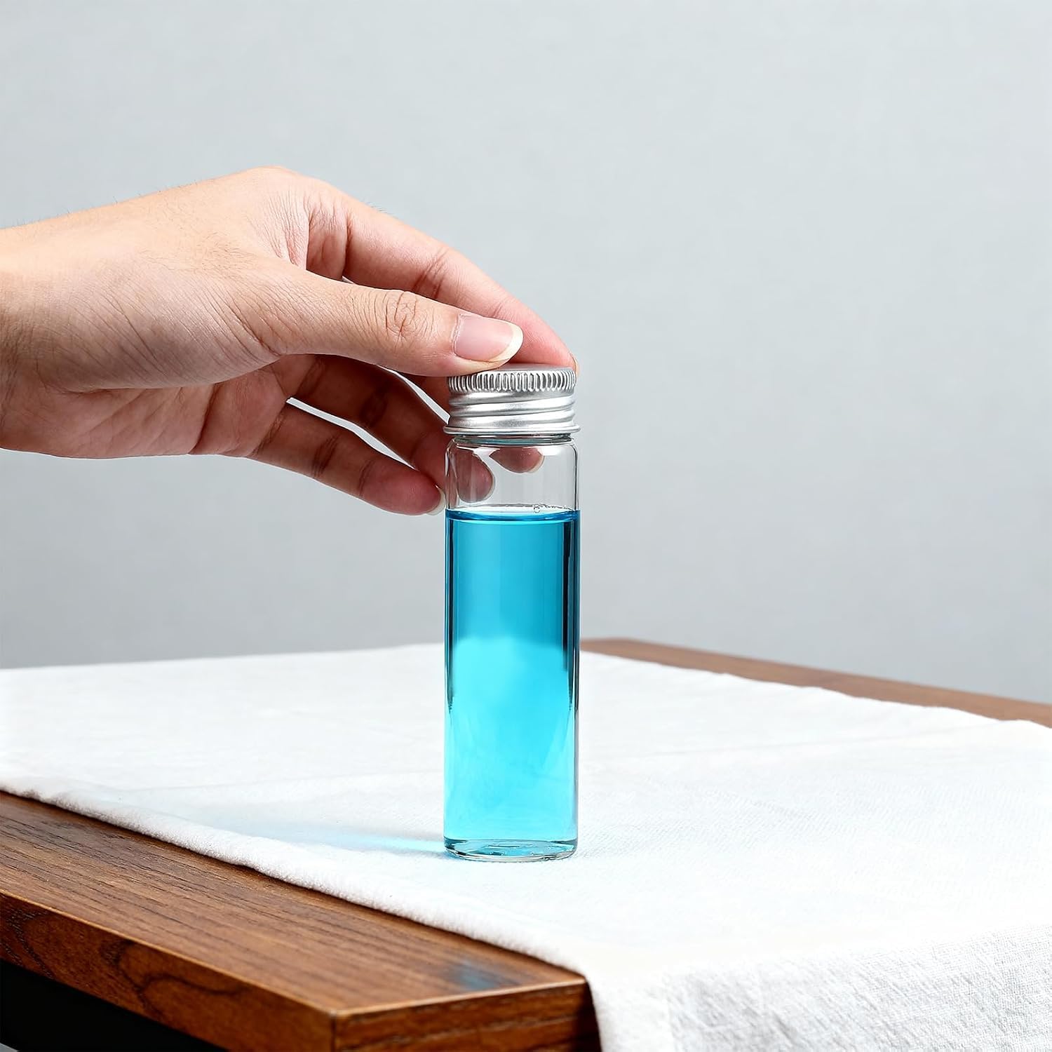 Small Clear Vials Glass Bottles Spice Mini Jars Lids 30 Pcs