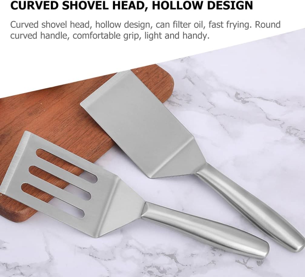 Stainless Steel Spatula Pancake Turner Metal Griddle Flipper Cooking Spatula Steak Shovel Frying Spatula Scraper for Bbq Grill Flat Top Cooking (Color : Silver 2, Size : 26.8X7.5X3CM)