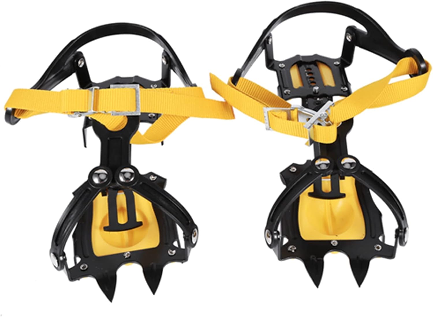 Crampons, 10 Teeth Crampons Strap Binding Type Ice Grips 20.5-31cm Adjustable Ice Cleats for Boots Ice Spikes for Shoes for Hiking