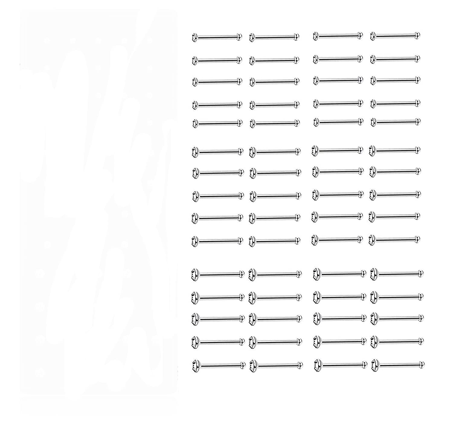 Stud Pin Rings Metal Stylish Nose for Pierced Nose with Piercing for Women (White) -60 Pieces-image-48