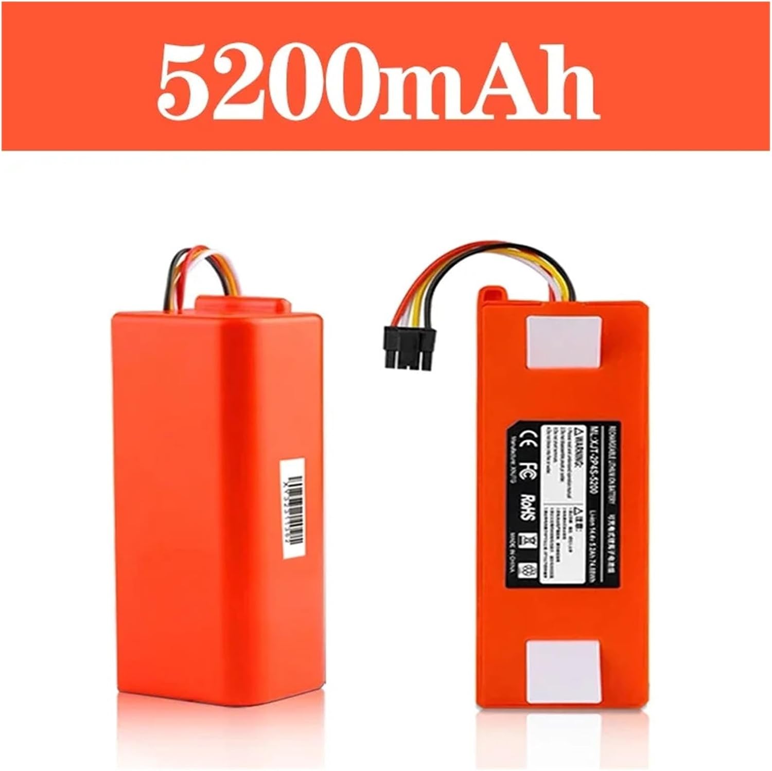 14.4V Robot Vacuum Cleaner Rechargeable Battery Pack BRR-2P4S-5200S, Compatible With Roborock,S55 S60 S65 S50 S51 S5 MAX S6，Clean The Parts(1PC 5200mAh)