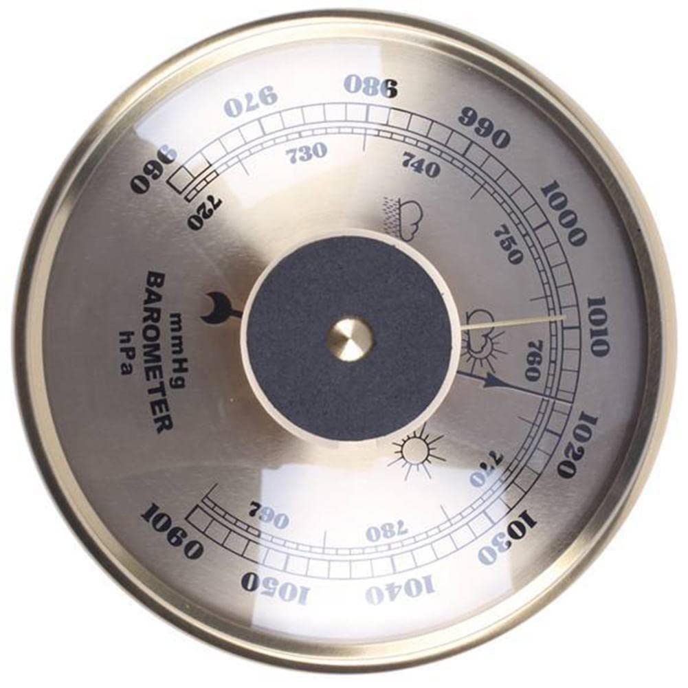 ZALTAS Barometro da Esterno 3 in 1 Misuratore Meteorologico Termometro Igrometro Barometro Cruscotto Sedile in Legno, Barometro per Parete Domestica, per Interni Ed Esterni Gold