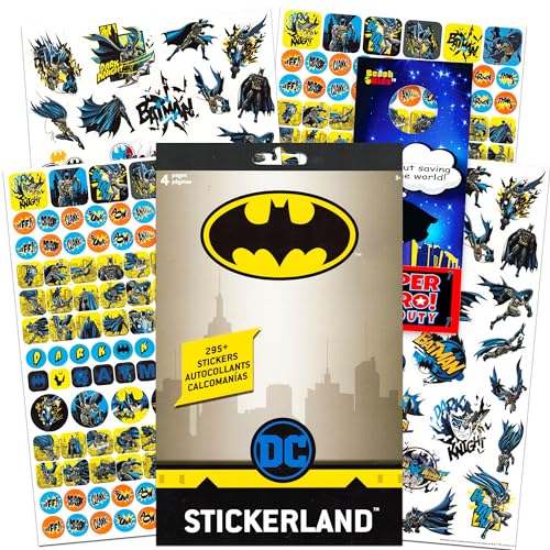 DC Comics Batman Stickers for Kids - Bundle with 300 Potty Training Reward Stickers Plus Door Hanger | Batman Toilet Training Prize for Boys