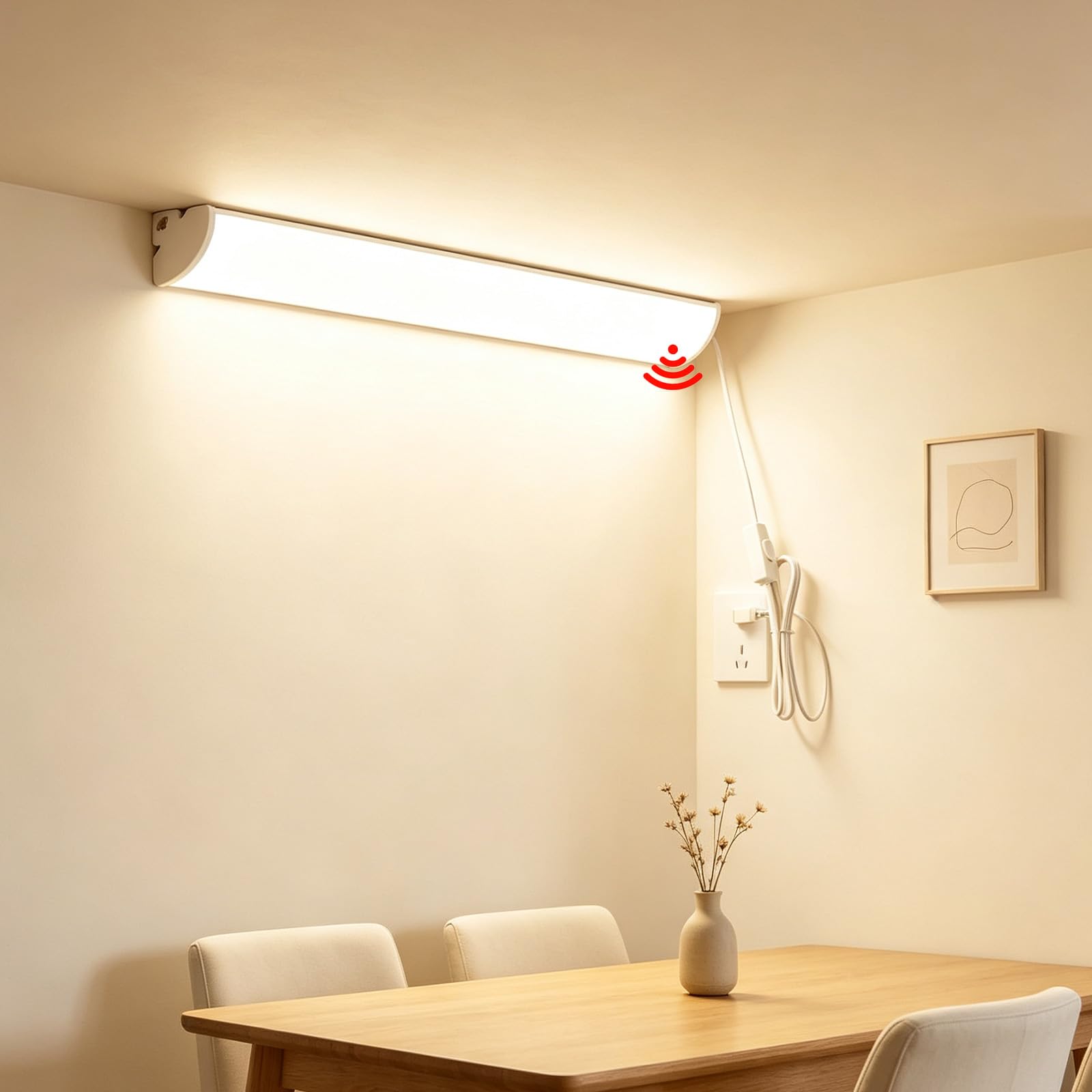 LED Wandleuchten mit Schalter und Stecker Unterbauleuchte Wandbeleuchtung mit Bewegungsmelder Modern Minimalistisch Wandleuchte für Wohnzimmer Küche Schlafzimmer (Weiß Weißes Licht,30cm)