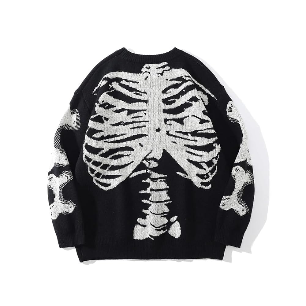 Amazon.com: Men Vintage Skeleton Printed Knitted Sweater