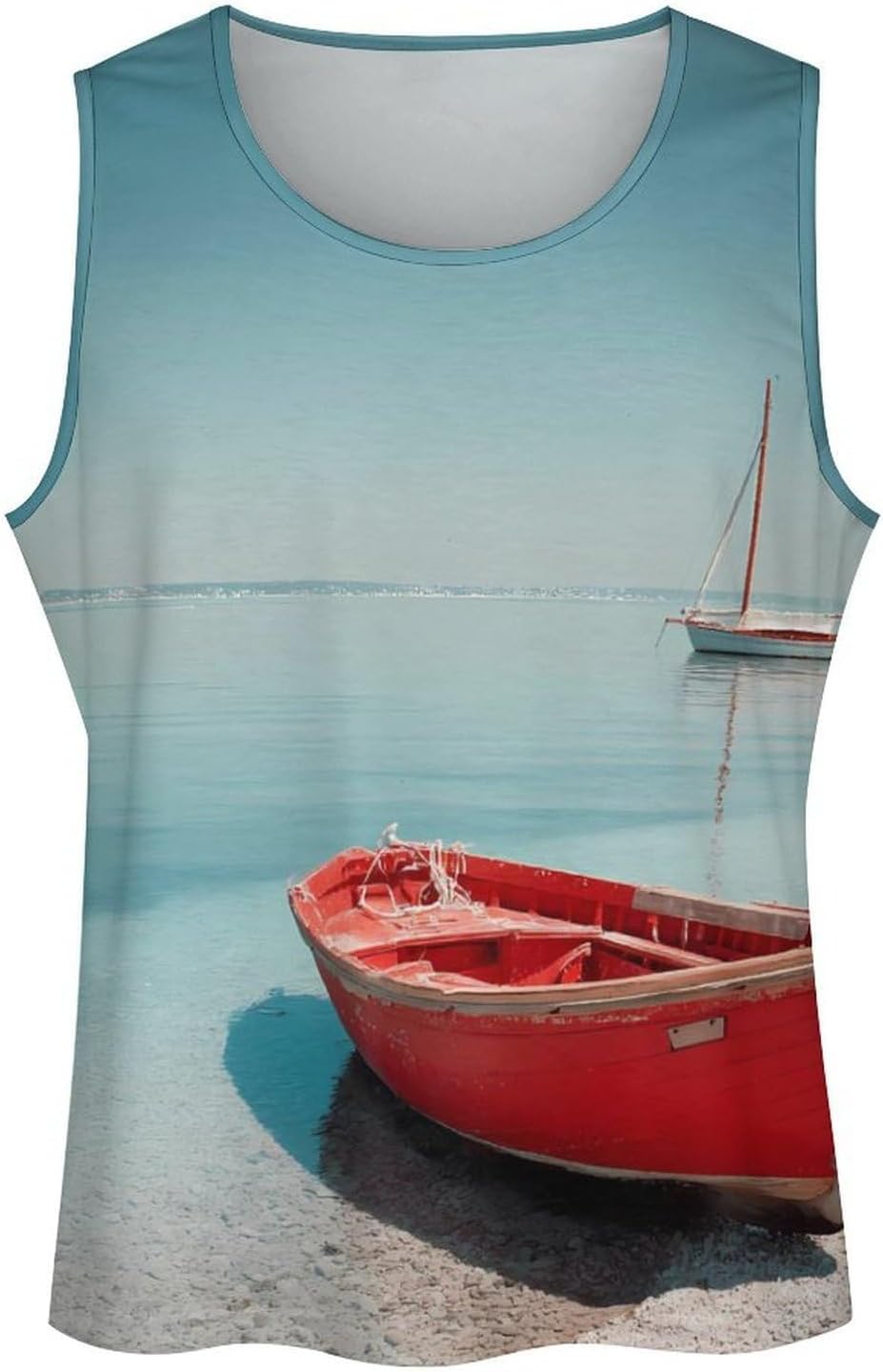 Beach Ocean Boat Men's Tank Tops Sleeveless Muscle T-Shirt | Print,Muscle Shirt,for Athletic Running Gym,Workout Shirts,Tee Shirts