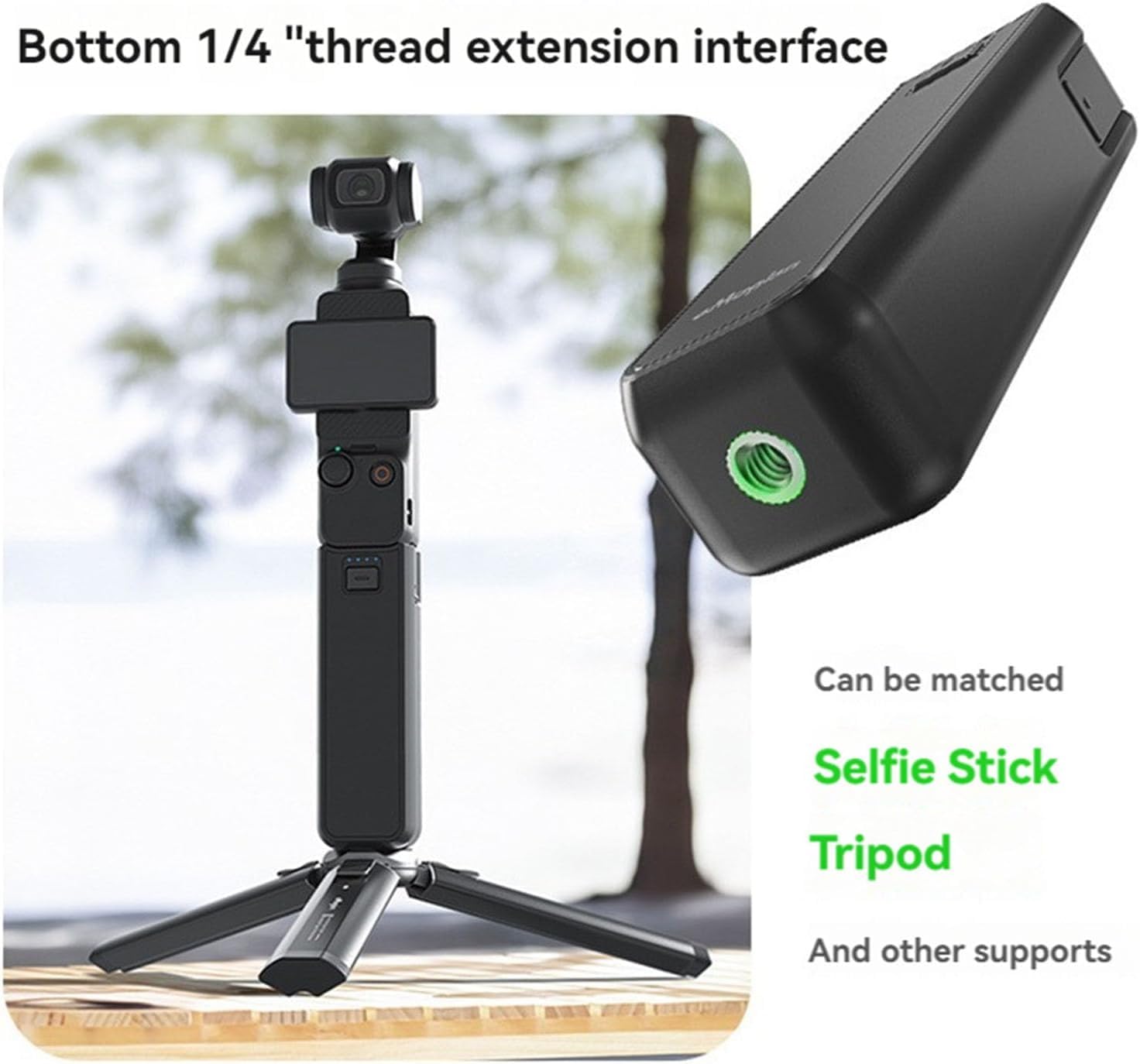 Pocket 3 uchwyt akumulatorowy, przenośny uchwyt, powerbank, wbudowany akumulator 4500 mAh, mobilna ładowarka z przyłączem gwintowanym 1/4 do DJI OSMO Pocket 3 akcesoria do kamery gimbal
