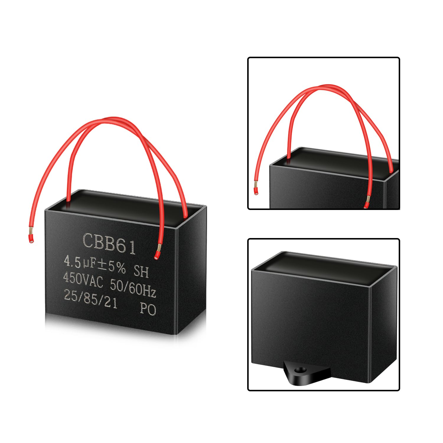 Produktbild von GTIWUNG 6 Stück CBB61 Kondensator – 4µF, 450V AC, 50/60 Hz, Für Deckenventilatoren, Motoren, Klimaanlagen & Co.