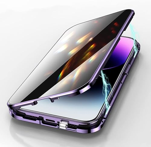 Funda antiespía compatible con iPhone 14 Plus con cerradura, protector de pantalla de privacidad de cuerpo completo de 360, protector de lente de