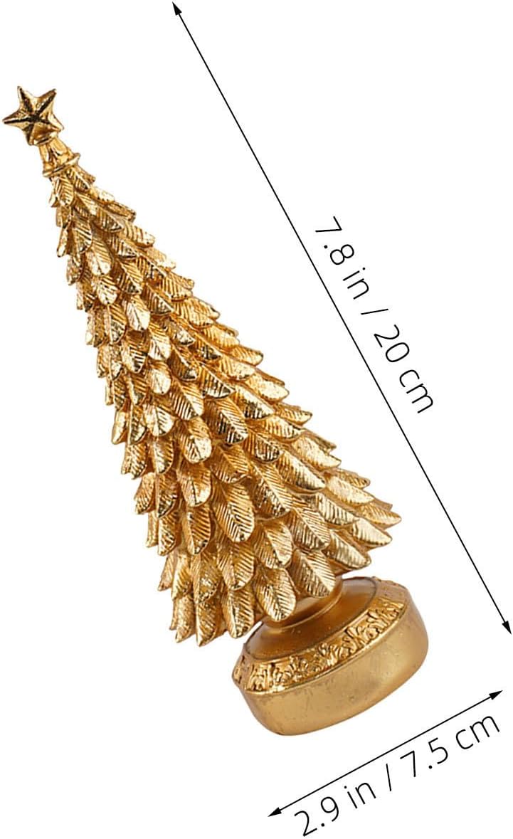 Elegant Golden Resin Christmas Tree Figurine for Dining Table and Cabinet, Lasting Use Collectible Xmas Table Decorations in Cozy Holiday Style