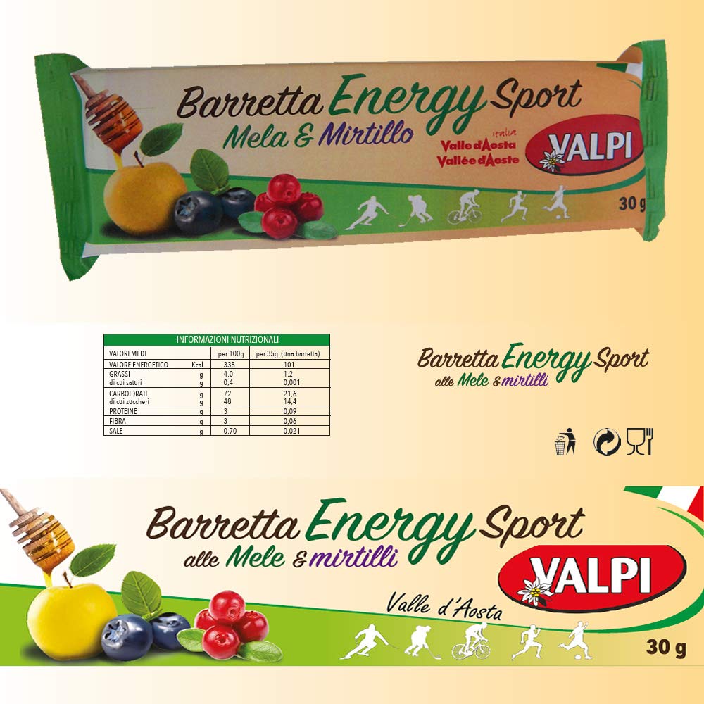 25 Barrette Energy Sport alle Mele e Mirtilli 35 gr