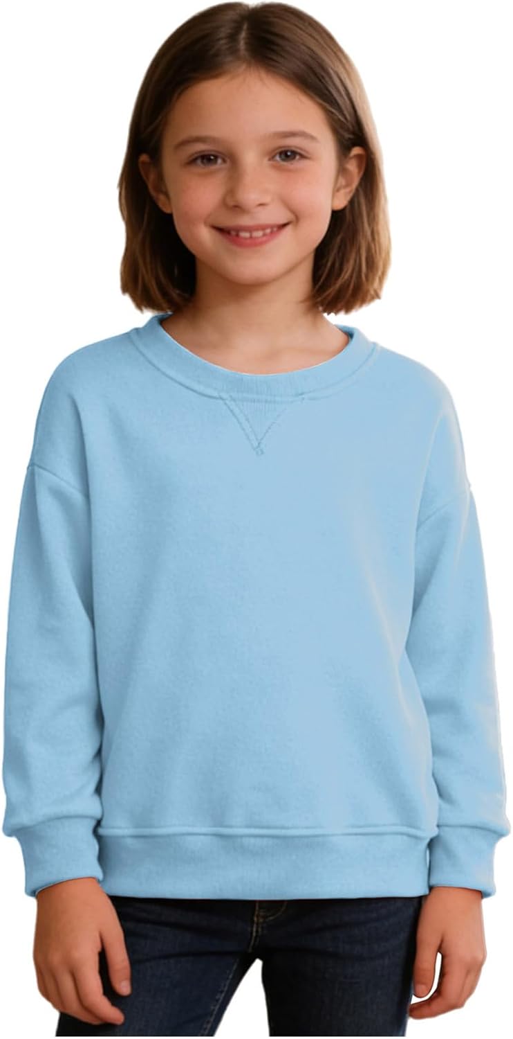 YiZYiF Girls Round Neck Sports Tees Casual Fleece Pullover Tops Long Sleeve School Clothes Fashion Sweatshirts