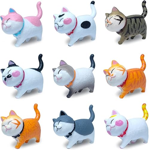 9 piezas de figura de gato realista mini personajes lindos figuras educativas en miniatura gatito huevos de Pascua decoración de pastel regalo de