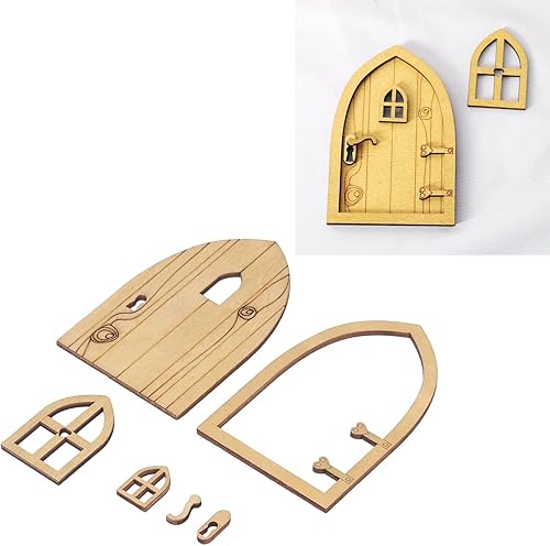 Miniatura 8 de Puerta de pueblo de casa de muñecas 1:12, casa de muñecas, puerta de jardín, ventana, miniatura, exquisita decoración, madera vívida para