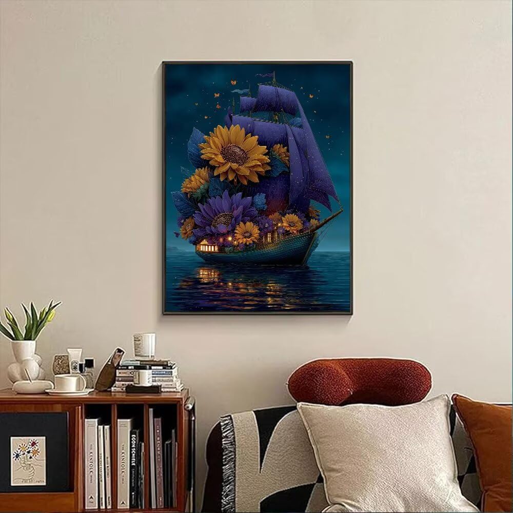 Słonecznik Słonecznik Diamentowe Malowanie Zestawy Dorosłych, 5D Okrągłe Wiertło Diamentowe Malarstwo Dzieci Malarstwo, Diamant Art Haft Cross Stitch Obrazy, Mozaika Sztuka Do Dekoracji Ściany