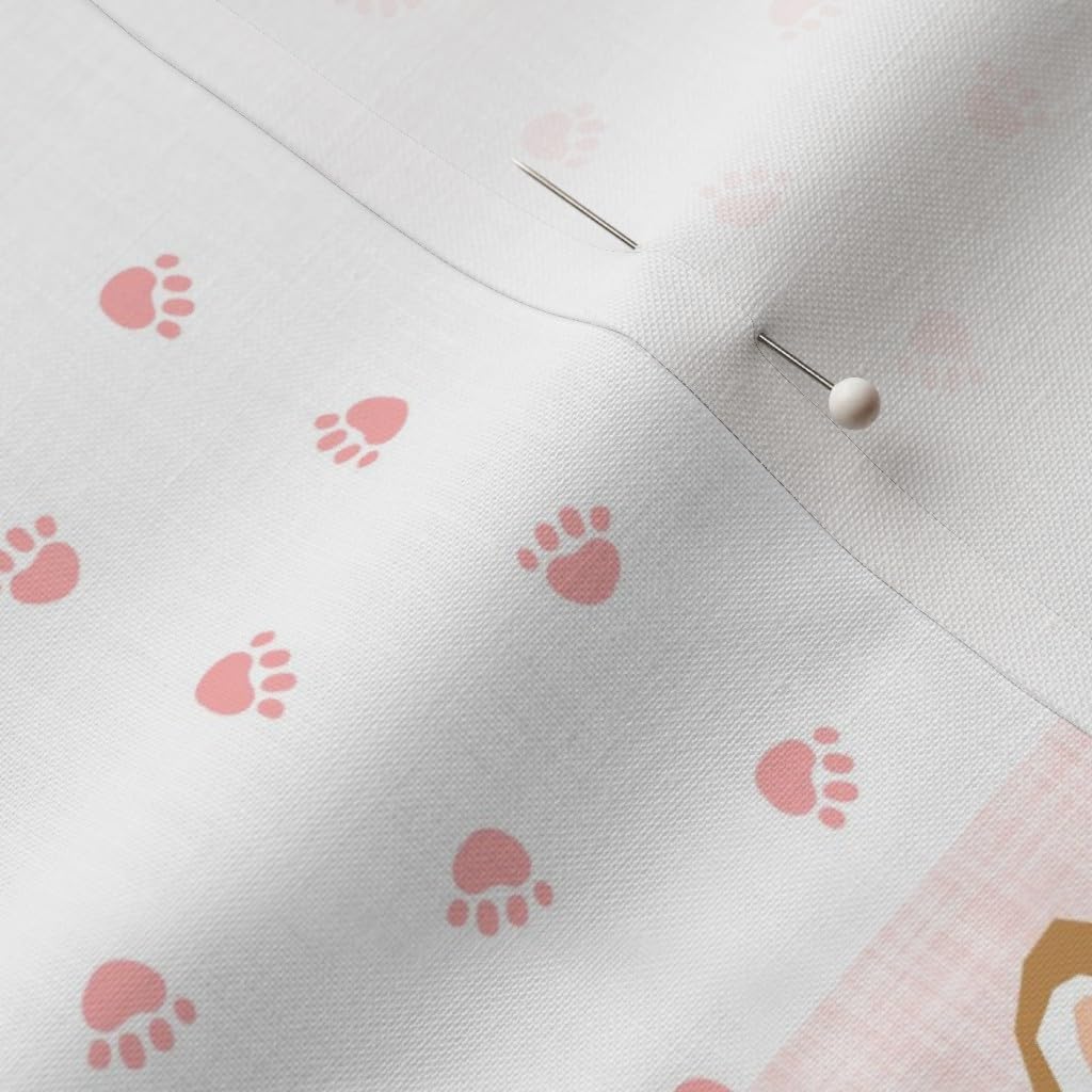 Spoonflower Fabric - Corgi Cheater Quilt Coordinates Dog Breed Florals Floral Corgis Printed on Petal Signature Cotton Fabric Fat Quarter - Sewing Quilting Apparel Crafts Decor