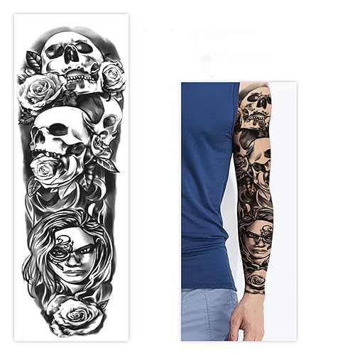Miniatura 5 de Tatuajes de manga de brazo de tótem tirbal, tatuajes de medio brazo y pegatinas de tatuaje de manga completa para mujeres hombres, 10 hojas