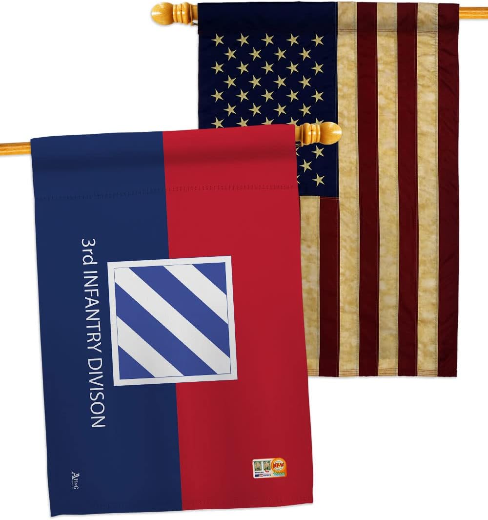 3rd Infantry Division House Flag - Pack Armed Forces Army Rangers United State American Military Veteran Retire Official USA Vintage Applique - Banner Small Garden Yard Gift Double-Sided 28 X 40