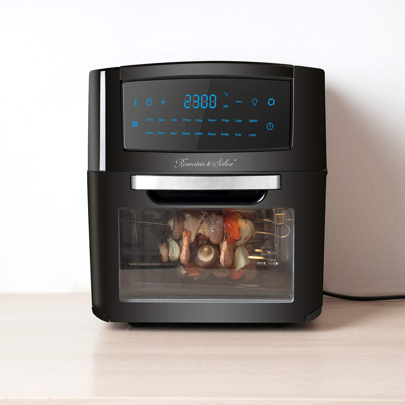 Rosenstein & Söhne Friggitrice ad Aria XXL Digitale HF-400 12 L 1500 W Mini Forno Ventilato Nero