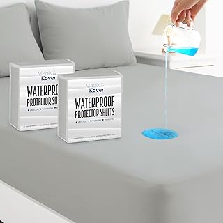 2 Pack Twin Mattress Protector Waterproof Cover, Waterproof Bed Twin Fitted Sheet Only, Machine Washable 14" Deep Pocket Twin Size Mattress Covers for Kids Bed, Grey