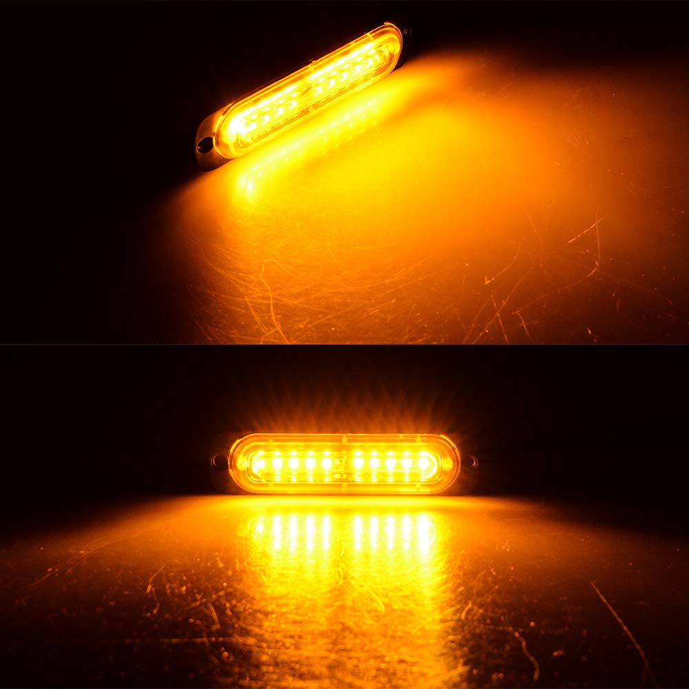 Universal Super Bright Car Truck Warning Hazard Caution Emergency Construction Beacon Flash Strobe Light Bar (10-LED, Amber, 8Pcs)