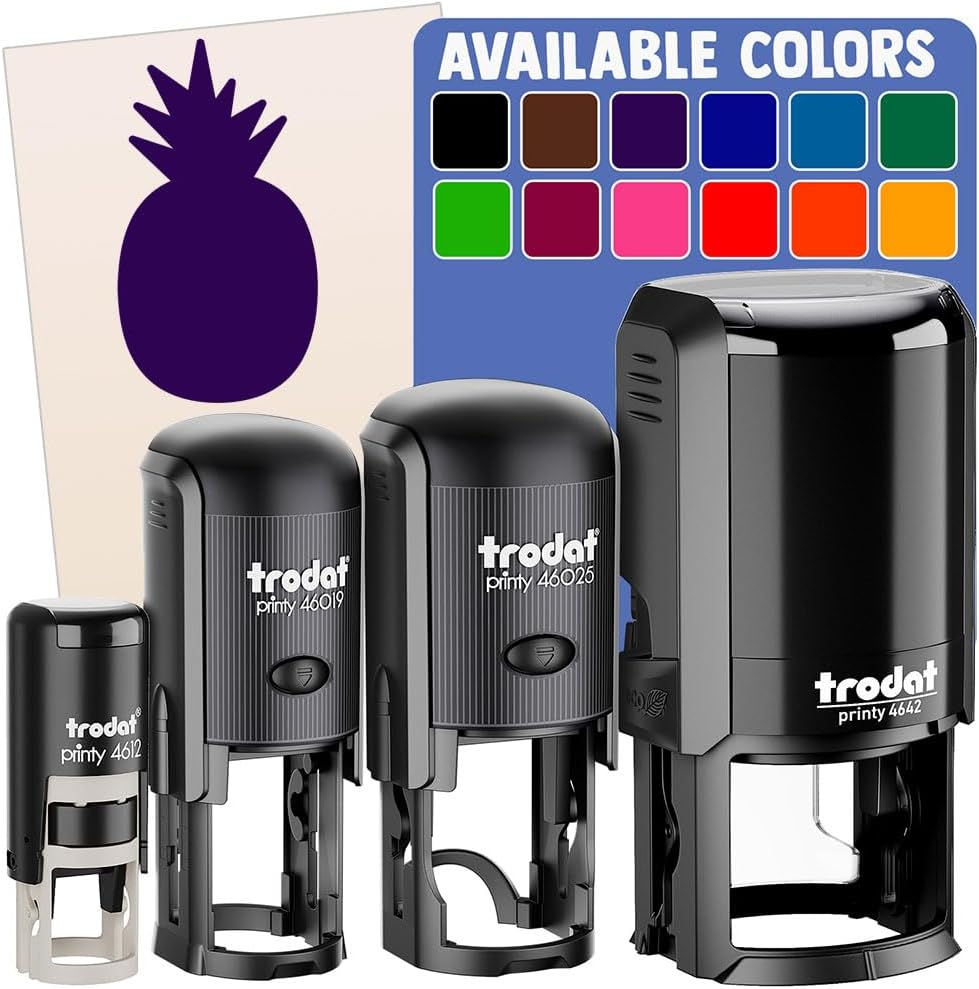 Pineapple Fruit Solid Self-Inking Rubber Stamp Ink Stamper for Stamping Crafting Planners - 1-1/2 Inch Large - Black Ink