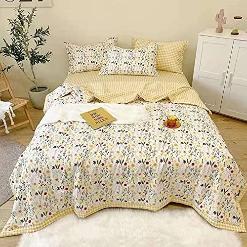 Deng Home Textile Comforter Thin Quilt Summer Lightweight Comforter,100% Cotton,Machine Washable,Soft Comfy Breathable Can Sleep Naked (1piece 200cm*230cm)