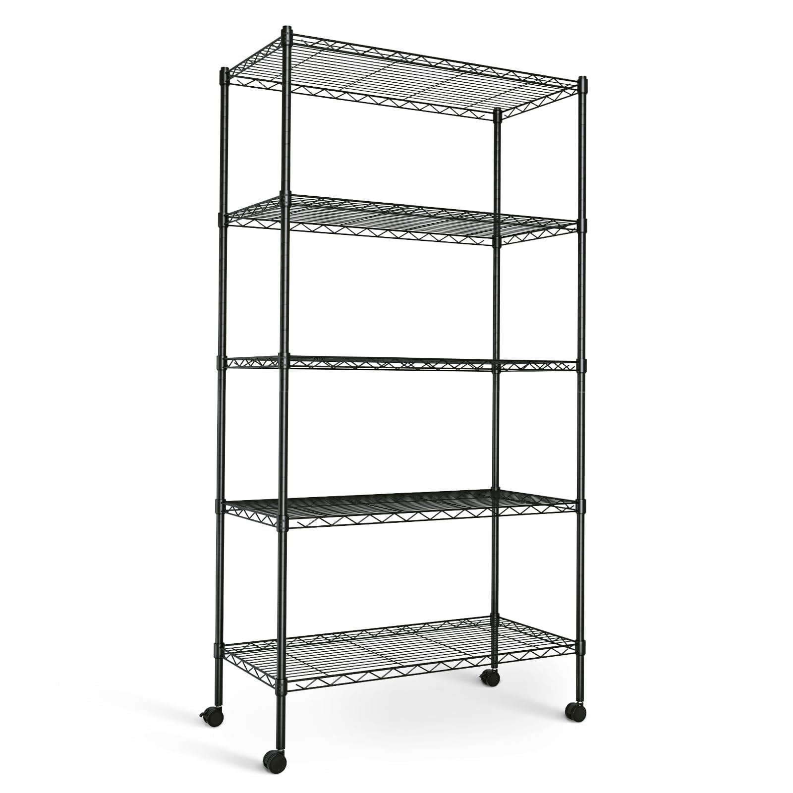 Heavy Duty 5-Shelf Shelving Unit 1250Lb Capacity, 29.92" D x 13.98" W x 62.99" H, 5 Tier, Black