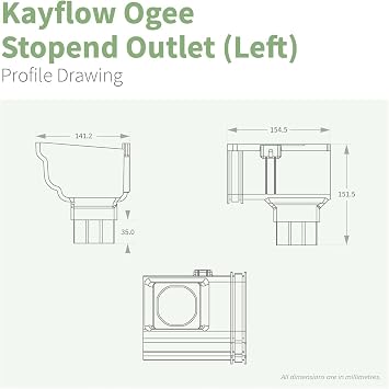 Kayflow Ogee 120mm Gutter Stopend Outlet (Left) - Black